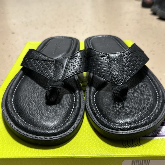 TOMMY BAHAMA “Anchors Ashore” Leather Black Men’s Sandals - Picture 5 of 11